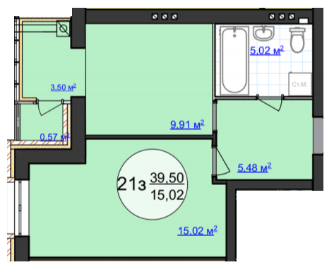 1-кімнатна 39.5 м² в ЖК Кемпінг Сіті від 13 500 грн/м², смт Стрижавка