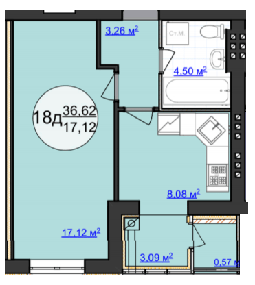 1-комнатная 36.62 м² в ЖК Кемпинг Сити от 13 500 грн/м², пгт Стрижавка