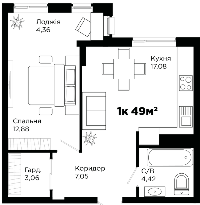 1-комнатная 49 м² в ЖК Chocolate от 15 500 грн/м², Ивано-Франковск