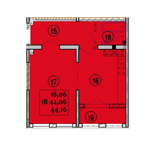 1-кімнатна 44.16 м² в ЖК Варшавський від 14 200 грн/м², м. Ковель