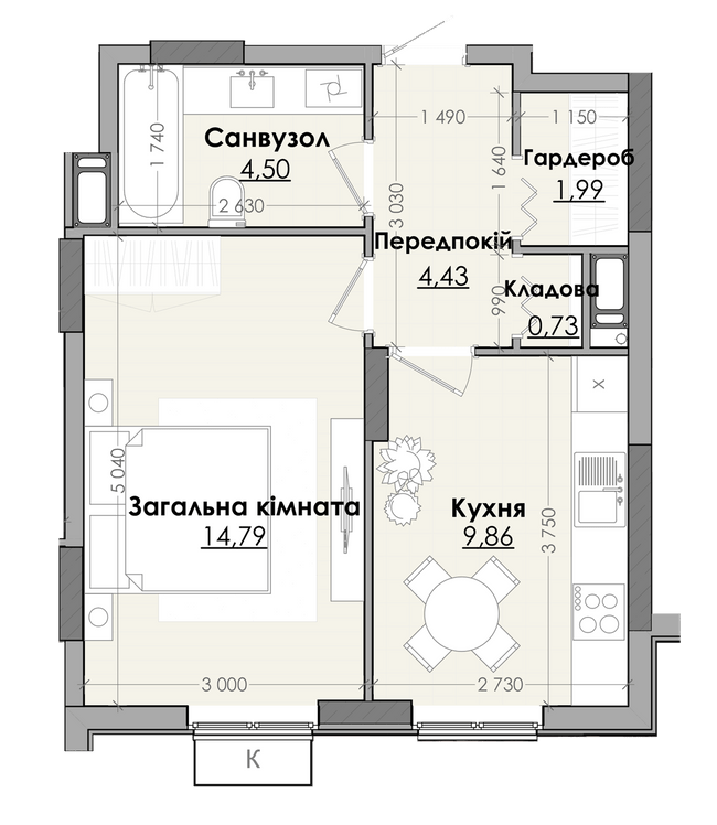 1-кімнатна 36.3 м² в ЖК Millennium від 14 500 грн/м², м. Любомль