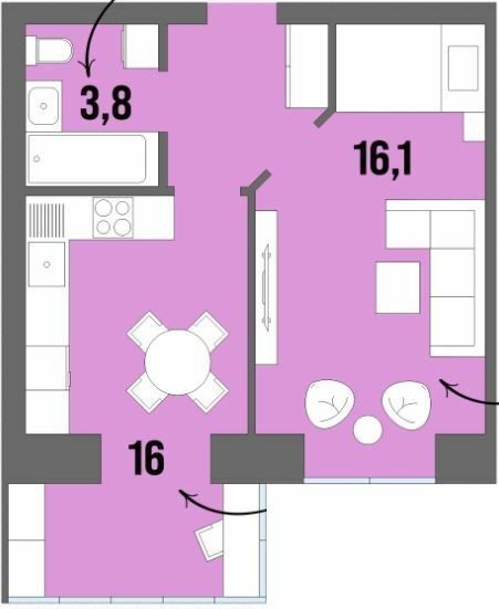 1-кімнатна 39.7 м² в ЖК Dream Town від 16 950 грн/м², Луцьк