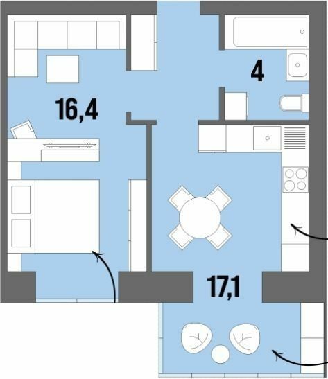 1-кімнатна 41.8 м² в ЖК Dream Town від 16 950 грн/м², Луцьк