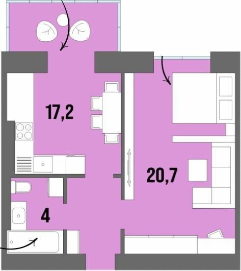 1-комнатная 43.8 м² в ЖК Dream Town от 16 950 грн/м², Луцк