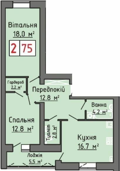 2-комнатная 75 м² в ЖК Оберег от 17 500 грн/м², Луцк