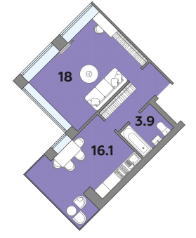 1-комнатная 43.6 м² в ЖК Яровица от 20 450 грн/м², Луцк