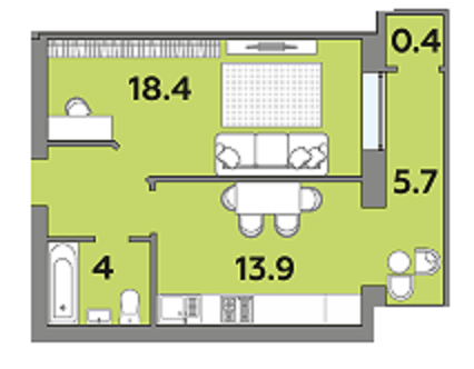 1-комнатная 45.9 м² в ЖК Яровица от 20 450 грн/м², Луцк