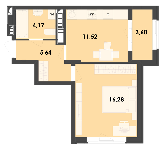 1-комнатная 41.21 м² в ЖК River City от 16 400 грн/м², Житомир