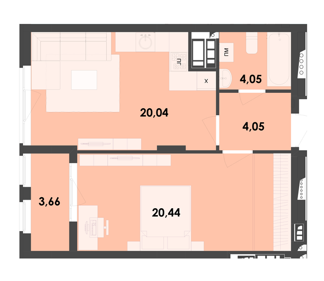 1-кімнатна 52.24 м² в ЖК River City від 16 400 грн/м², Житомир