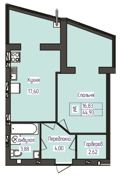 1-комнатная 44.93 м² в ЖК Польский бульвар от 14 500 грн/м², Житомир