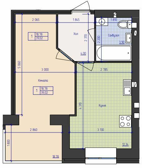 1-кімнатна 39.02 м² в ЖК Преміум Парк від 18 500 грн/м², Житомир