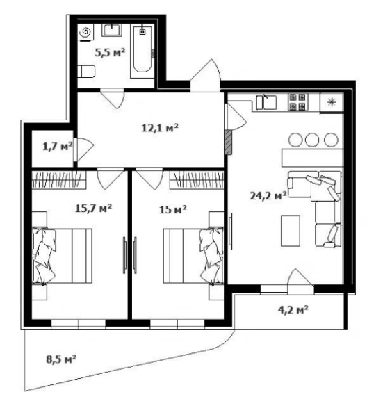 2-комнатная 77 м² в ЖК Dream City от 34 700 грн/м², Ужгород