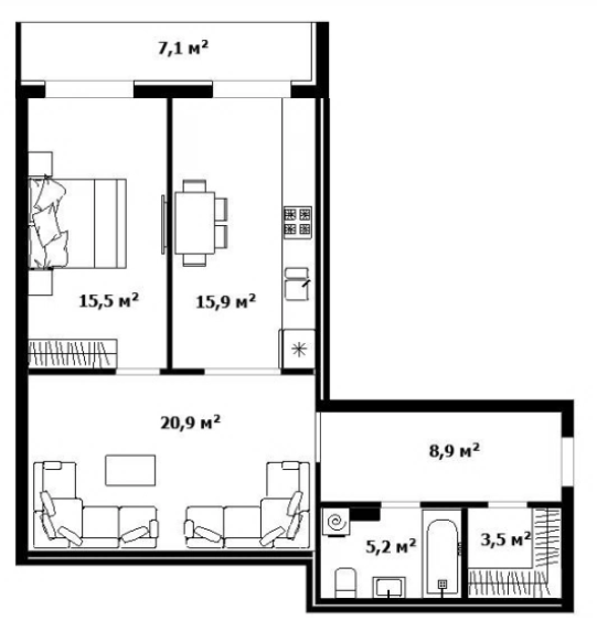 2-комнатная 71.9 м² в ЖК Dream City от 34 700 грн/м², Ужгород