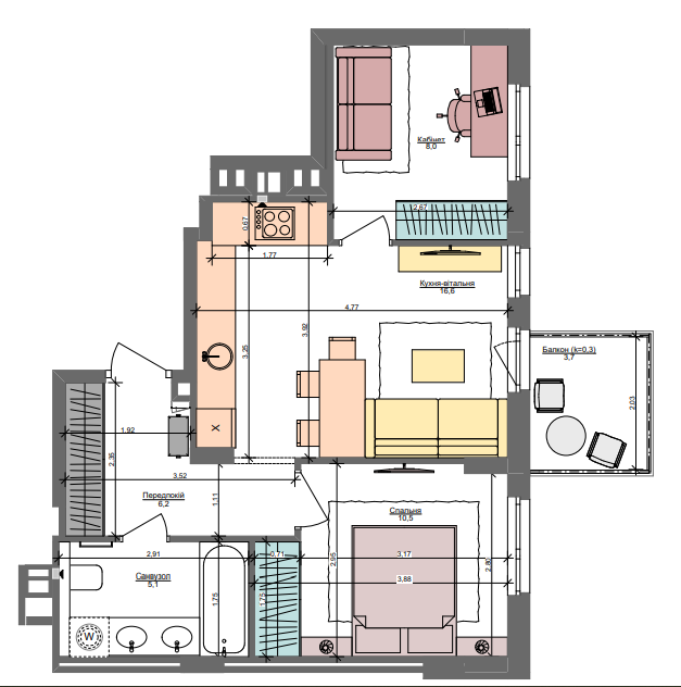 1-комнатная 47.6 м² в ЖК Файна Таун от 58 450 грн/м², Киев