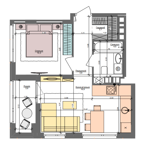 1-кімнатна 40.8 м² в ЖК Файна Таун від 58 450 грн/м², Київ