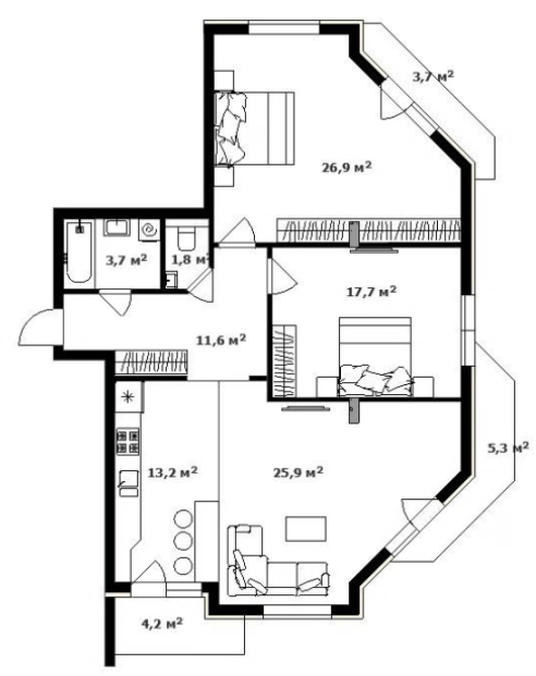 3-комнатная 105.4 м² в ЖК Green Land от 30 050 грн/м², Ужгород