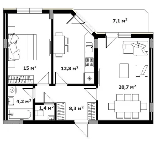 2-комнатная 64 м² в ЖК Green Land от 26 050 грн/м², Ужгород