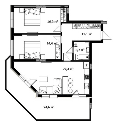 2-кімнатна 79 м² в ЖК Green Land від 34 100 грн/м², Ужгород