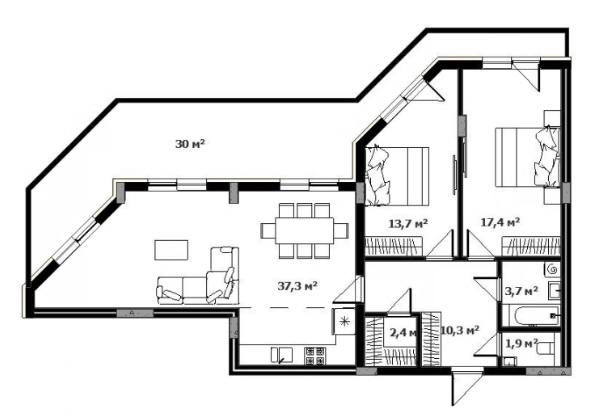2-комнатная 95.7 м² в ЖК Green Land от 34 100 грн/м², Ужгород