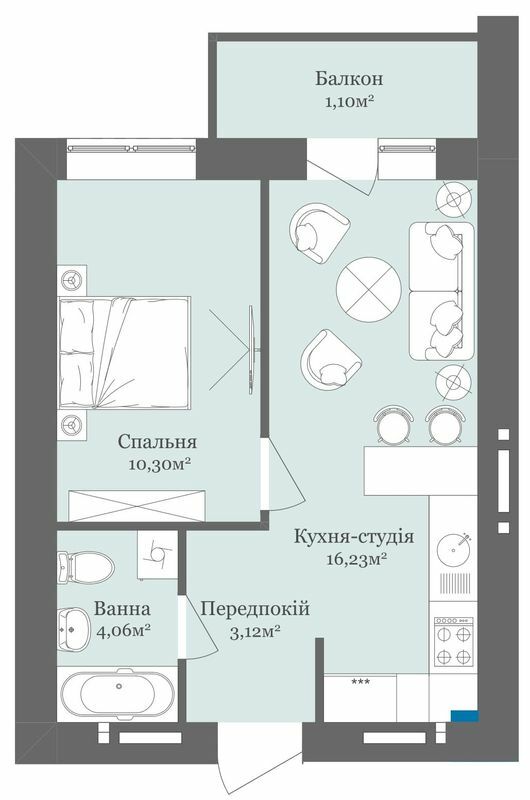 1-кімнатна 34.81 м² в ЖК West Towers від 21 100 грн/м², Ужгород