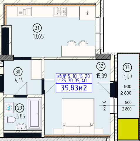 1-кімнатна 39.83 м² в ЖК Будапешт від 27 450 грн/м², Ужгород