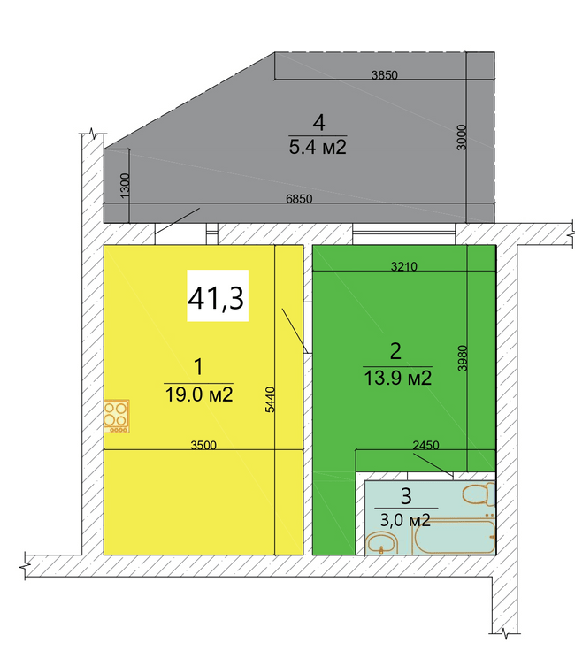 1-кімнатна 41.3 м² в ЖК Маєток Боздош від 23 800 грн/м², Ужгород