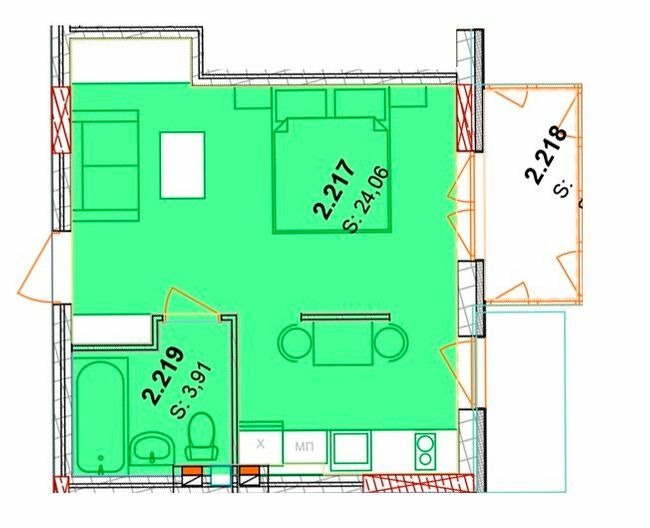 1-кімнатна 31.52 м² в ЖК Сонячний квартал від 51 450 грн/м², с. Голубине