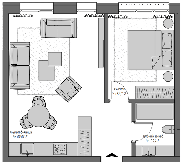 1-кімнатна 44.7 м² в ЖК Квадрат від 24 600 грн/м², с. Минай