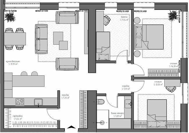 3-комнатная 98 м² в ЖК Квадрат от 21 700 грн/м², с. Минай