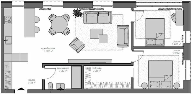 2-комнатная 75 м² в ЖК Квадрат от 23 150 грн/м², с. Минай