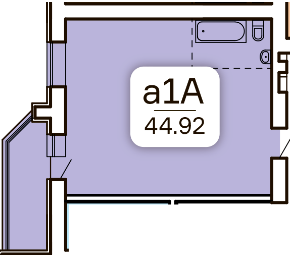 Продажа квартиры со свободной планировкой 44.92 м², Центральный бул., 28