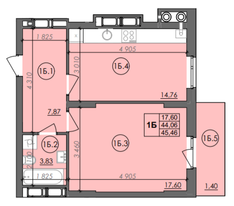 1-кімнатна 45.46 м² в ЖК Panorama від 18 000 грн/м², Луцьк