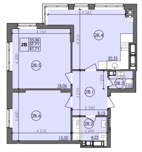 2-комнатная 67.71 м² в ЖК Panorama от 21 000 грн/м², Луцк