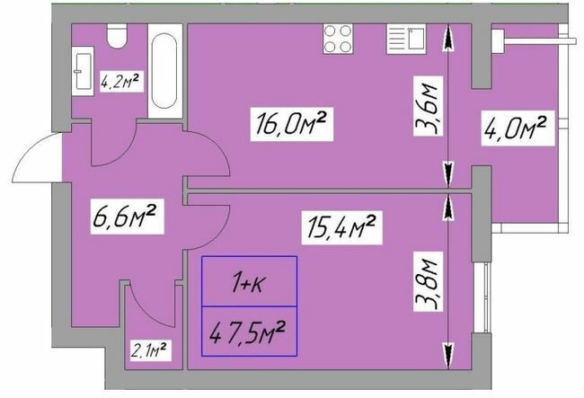 1-комнатная 47.5 м² в ЖК Парковый городок от 15 300 грн/м², Ивано-Франковск