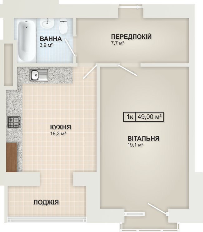 1-комнатная 49 м² в ЖК Містечко Козацьке от 13 800 грн/м², Ивано-Франковск