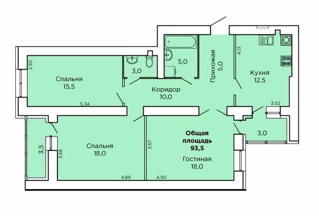3-комнатная 93.5 м² в ЖК Levanevsky от 15 400 грн/м², Николаев