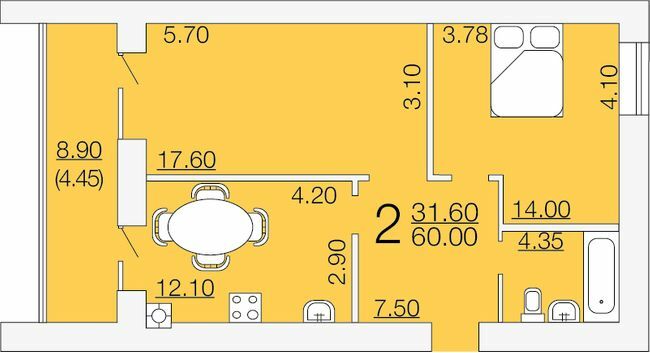 2-комнатная 60 м² в ЖК Апельсин от 19 200 грн/м², Николаев