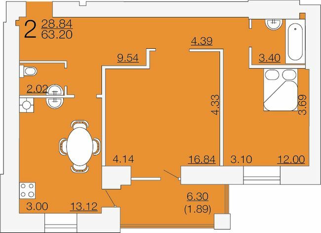 2-комнатная 63.2 м² в ЖК Апельсин от 19 200 грн/м², Николаев