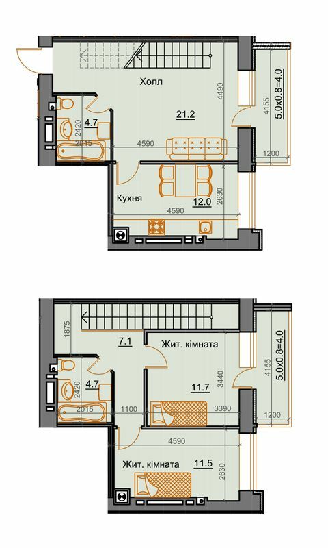 Двухуровневая 80.9 м² в ЖК Курортный от 15 250 грн/м², Николаев