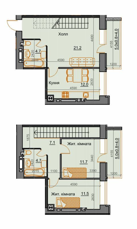 Двухуровневая 80.9 м² в ЖК Курортный от 15 250 грн/м², Николаев