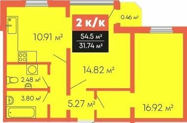 2-комнатная 54.5 м² в Мкрн Гражданский посад от 12 400 грн/м², Николаев