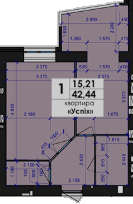 1-комнатная 42.44 м² в ЖК Петровський Квартал от 15 000 грн/м², с. Щербани