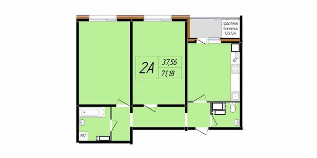 2-комнатная 71.18 м² в ЖК Затишний от 16 800 грн/м², Полтава