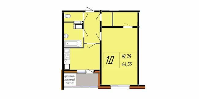 1-комнатная 44.55 м² в ЖК Затишний от 17 000 грн/м², Полтава