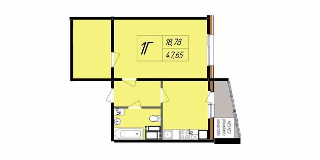 1-комнатная 47.65 м² в ЖК Затишний от 17 000 грн/м², Полтава