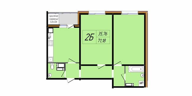2-комнатная 71.18 м² в ЖК Затишний от 16 800 грн/м², Полтава