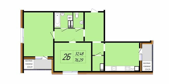 2-комнатная 76.29 м² в ЖК Затишний от 16 800 грн/м², Полтава