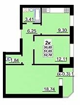 2-комнатная 52.78 м² в ЖК Лазурный от 18 000 грн/м², Полтава