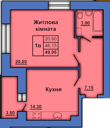 1-комнатная 49.95 м² в ЖК на ул. Степного Фронта, 20 от 17 500 грн/м², Полтава