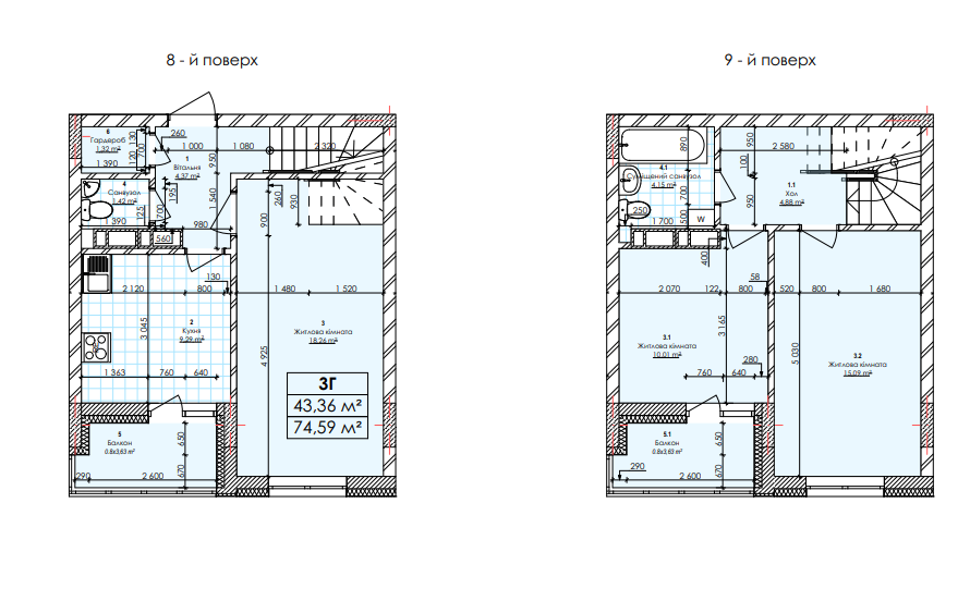 Двухуровневая 74.59 м² в ЖК Бережанский от 20 000 грн/м², Киев